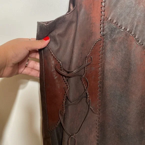 Tribe America Leather Vest in Antique Tan Color - Picture 10 of 15